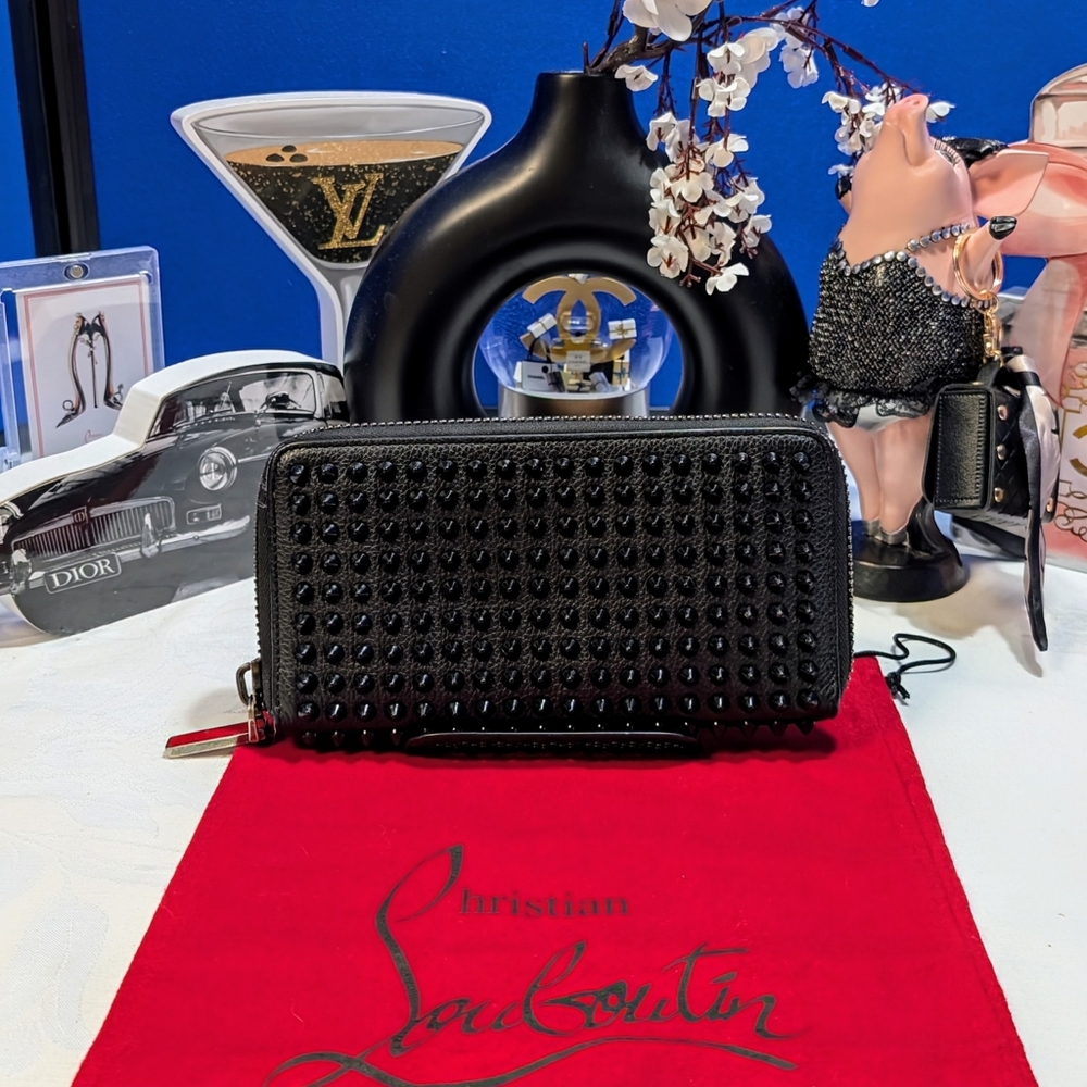 Christian Louboutin Black Spiked Leather Wallet Like New 🔥